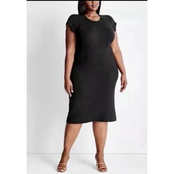 Future Collective Women's Plus Size 4X Short Sleeve Open Back Sweater Dress, New - Picture 1 of 13